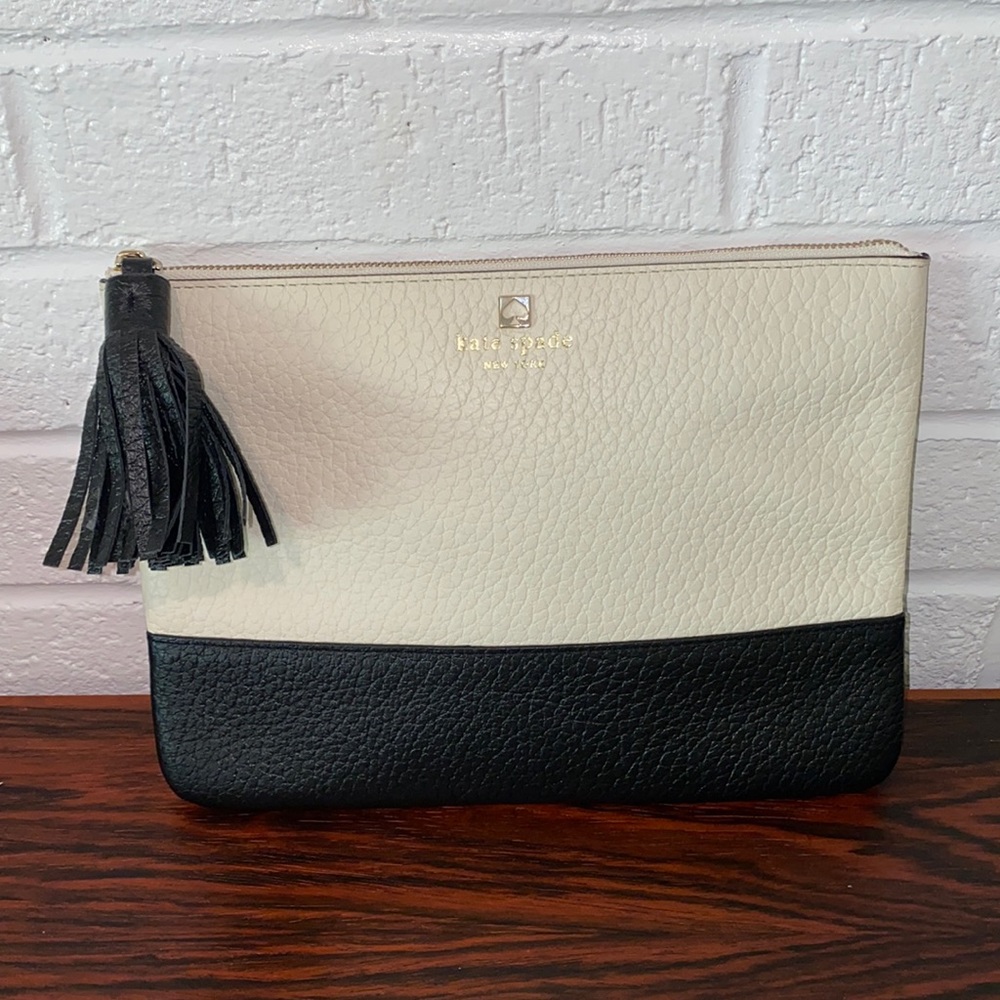 Kate Spade Black & White Leather Clutch